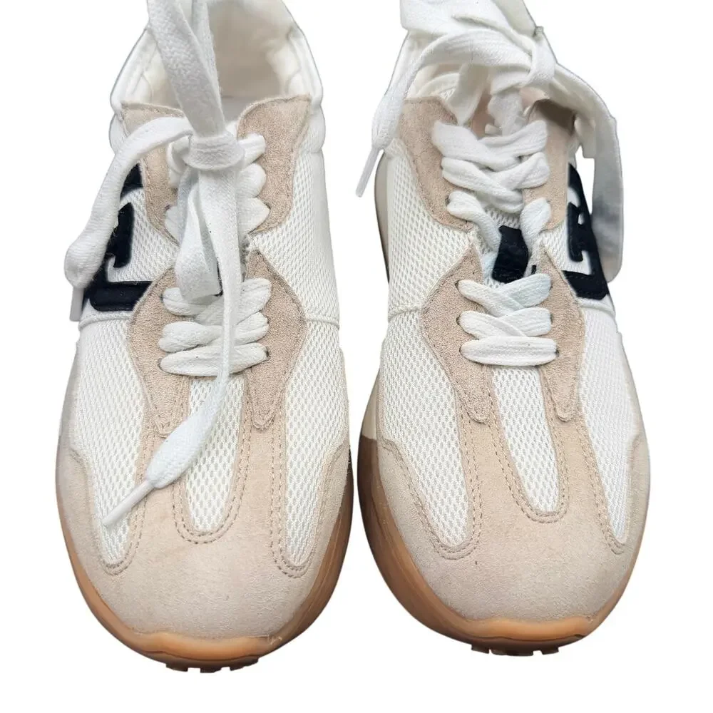 Sam Edelman Sneakers Women Size 6M White Beige Platform Gum Sole Lace Up